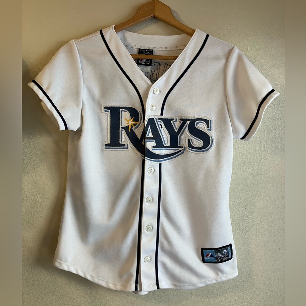 SOLD 🎉Majestic Tampa Bay Rays Evan Longoria White Stitched Jersey Woman’s Size